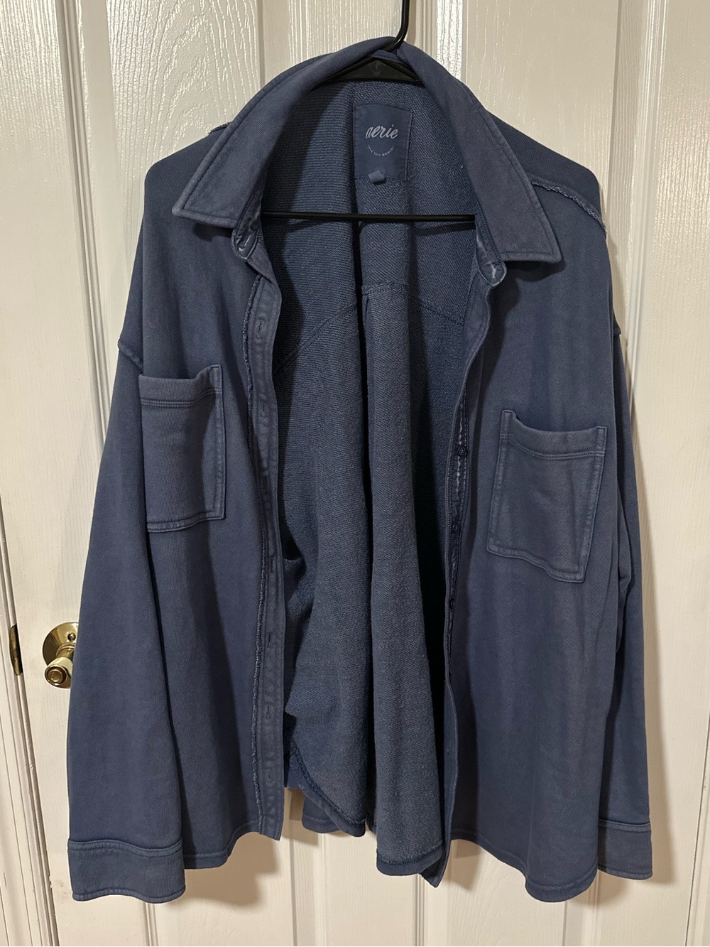 Aerie Lumberjane Fleece Shirt in Navy